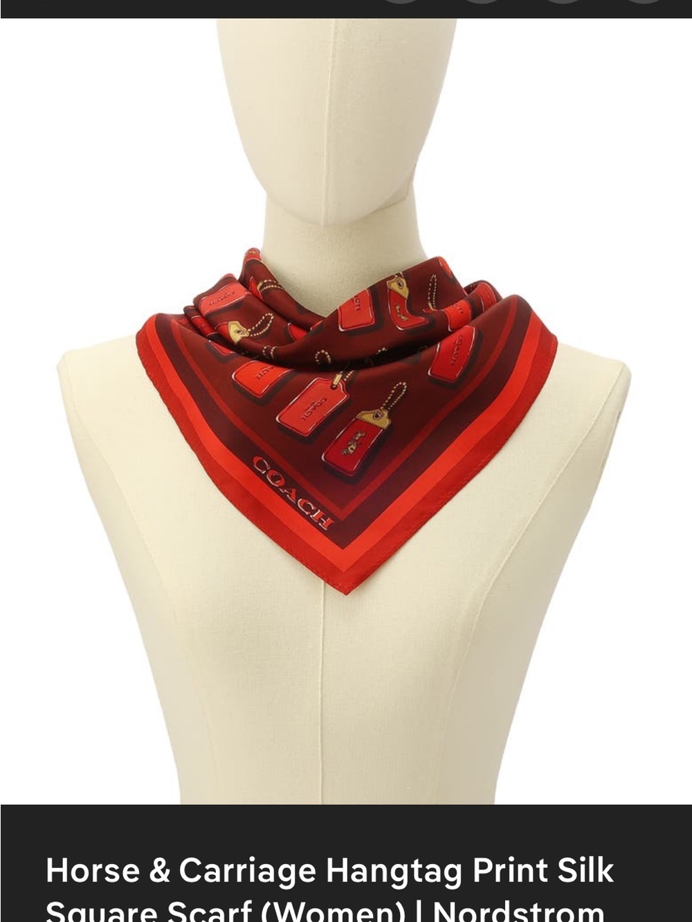 Coach Red Horse & Carriage Hangtag Silk Scarf